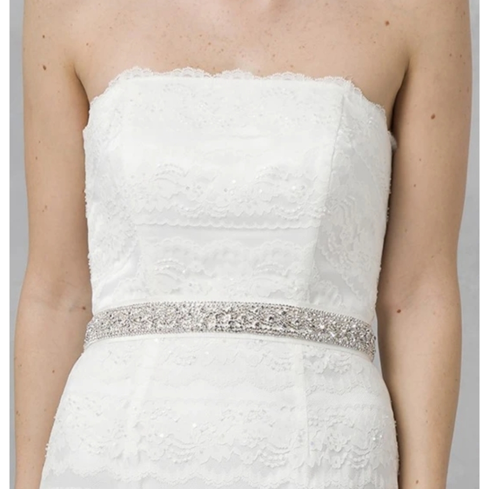Oleg Cassini Rhinstone Ribbon Accent Belt